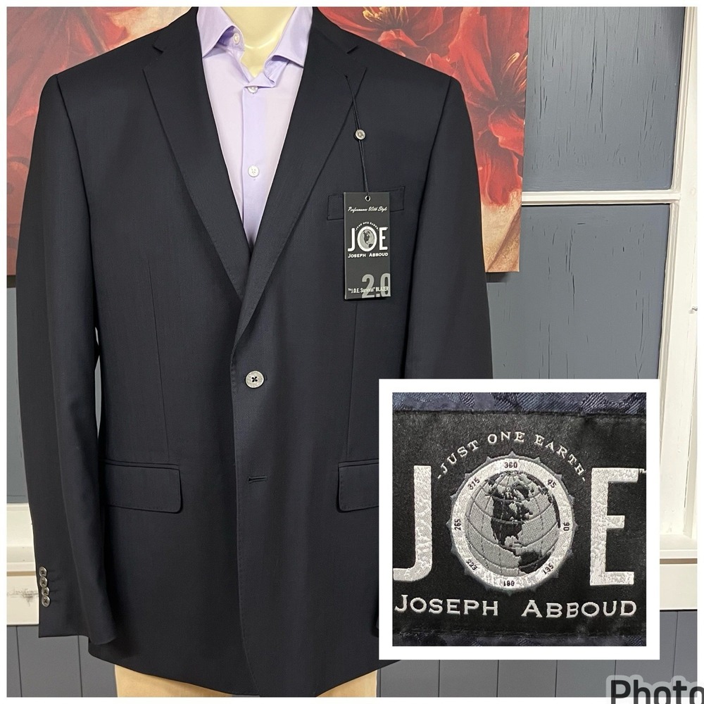 Joseph Abboud Performance Blazer Mens 46L Long Slim Fit Wool Stretch Dark Navy